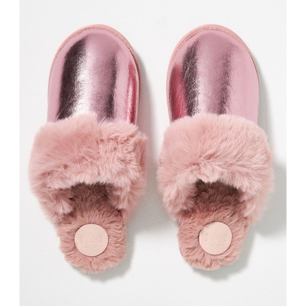 By Anthropologie Metallic Scuff Slippers in Rose Size S ( 6-7 )